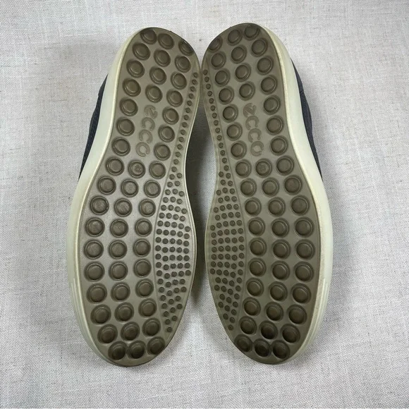 Ecco Mens Soft 7 Titanium Gray Leather Casual Sneakers Comfort Shoes - Picture 2 of 10
